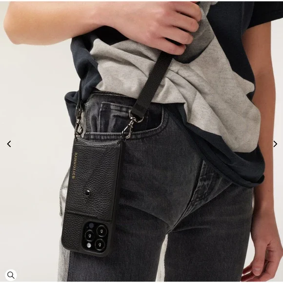 BANDOLIER Gold Crossbody Adjustable Buckle Strap NEW! Black Pebbled Leather - Picture 5 of 9